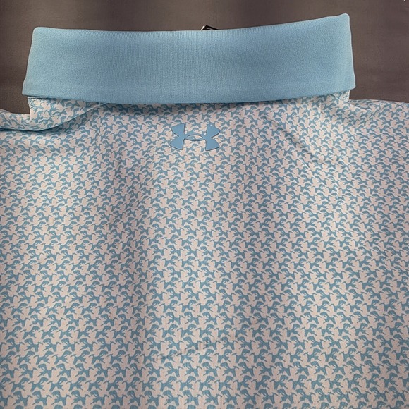 Under Armour Playoff 3.0 Printed‎ Golf Polo Shirt Men's Size XL New Sky Blue - Picture 12 of 12